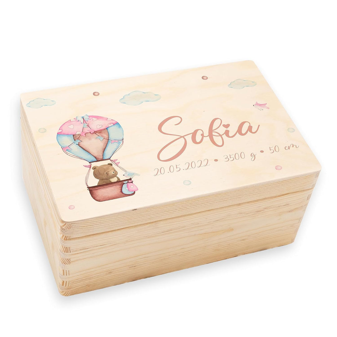 KIDSMOOD - Erinnerungsbox Baby, personalisierte Holzkiste mit Deckel, Ideal zur Aufbewahrung von Eri