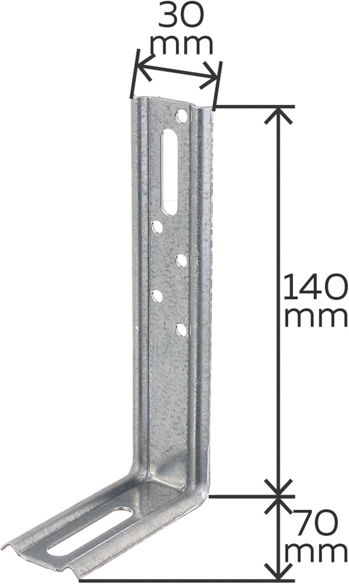 Alberts 866280 Verstellwinkel | 90°-Winkel, geprägt, mit Langloch | sendzimirverzinkt | 70 x 140 x 3