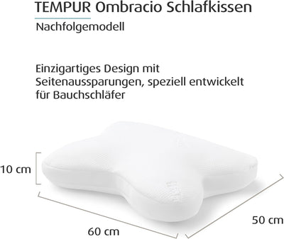 TEMPUR Ombracio Schlafkissen, ergonomisches Bauchschläferkissen in Schmetterlingsform, Liegefühl mit