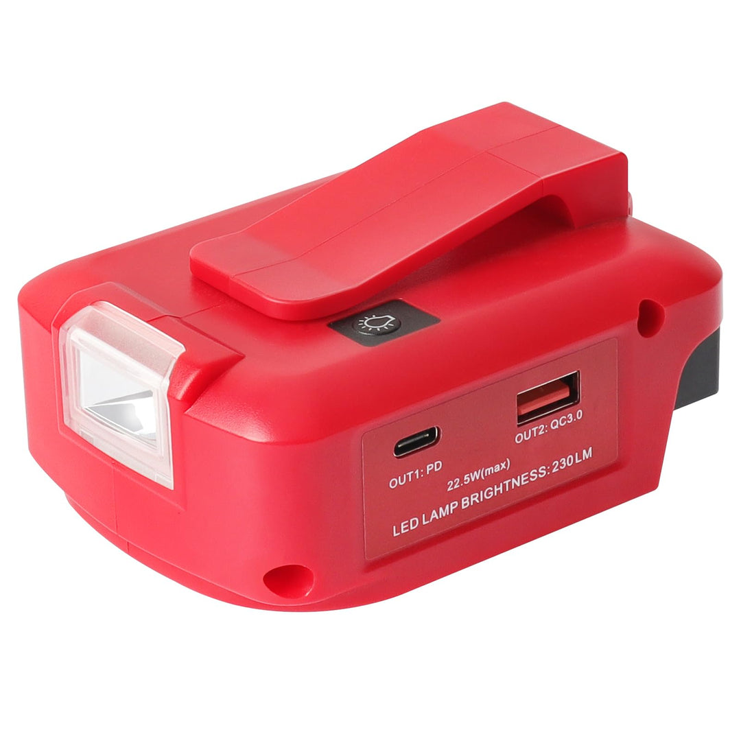 QUPERR USB-Akku-Adapter für Einhel_l_Power Change 18V Akku-System mit DC 12V Anschluss & Zwei USB-An