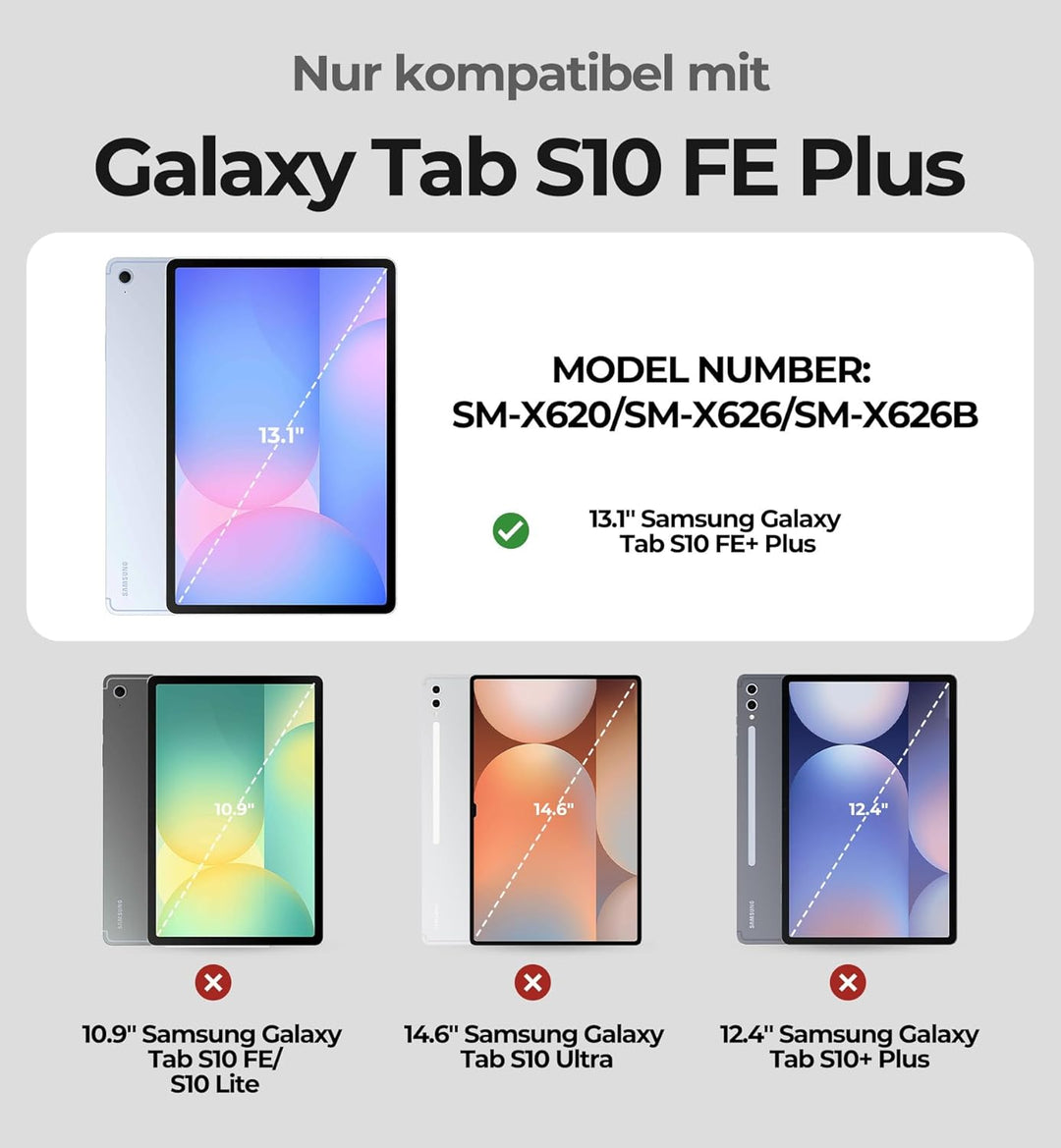 Dexnor für Samsung Galaxy Tab S10 FE+ Plus Hülle mit Tastatur 13,1" Schwebender Ausleger Magnetständ