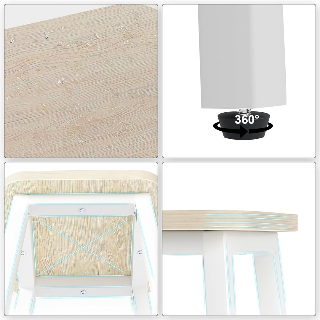 YMYNY 2er Set Barstühle, Küchenstühle, Barhocker, Holzoptik mit Metallrahmen, Industriestil, 28 x 29