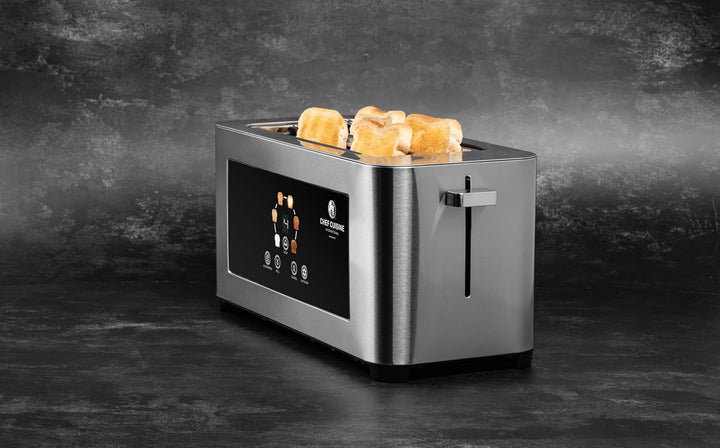 CHEF CUISINE Infrarot-Langschlitz-Toaster 1400W, Edelstahl, 6 Bräunungsstufen, Touchdisplay & LED-An