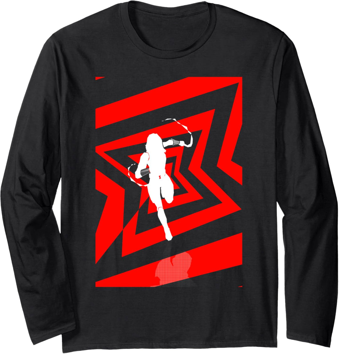 Marvel Black Widow Stripe Logo Silhouette Langarmshirt
