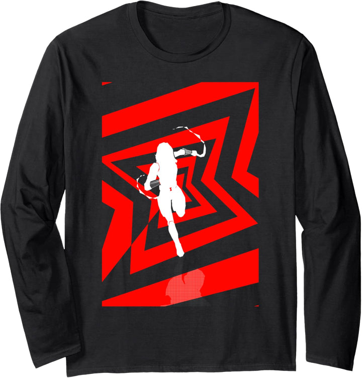 Marvel Black Widow Stripe Logo Silhouette Langarmshirt