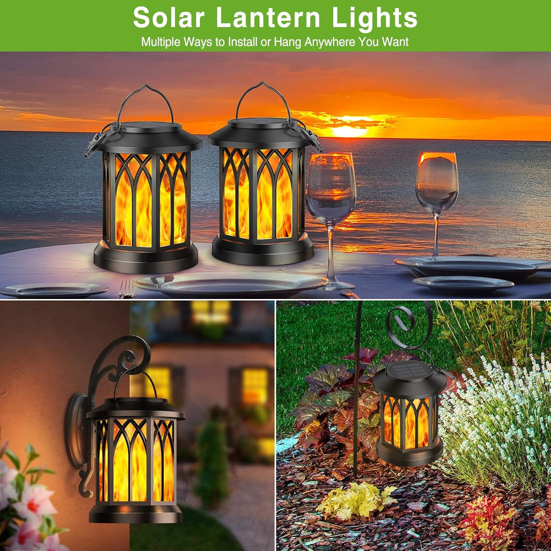 Garten Solarlampen für Aussen Hängend, GEARLITE 2 Stücke Solar Laternen für Draussen mit Realistisch
