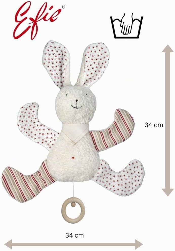 Efie Spieluhr Hase, kontrolliert biologischer Anbau, 100 %E Made in Germany Melodie:Schlaf Kindchen