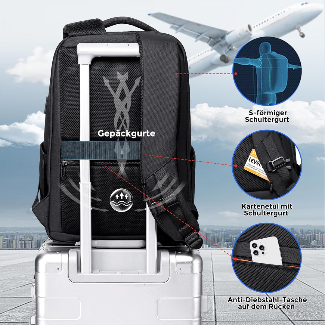 FENRUIEN Laptop rucksack/Laptoprucksack 17 Zoll 26L, Business & Reise-Backpack mit USB & Laptopfach,