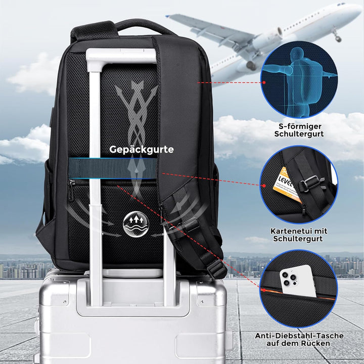 FENRUIEN Laptop rucksack/Laptoprucksack 17 Zoll 26L, Business & Reise-Backpack mit USB & Laptopfach,