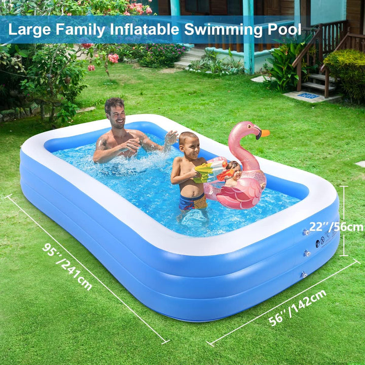 Duerer Aufblasbare Pool, Grosser Familienpool, Pool rechteckig für Kinder, Familienschwimmbad, Aufbl