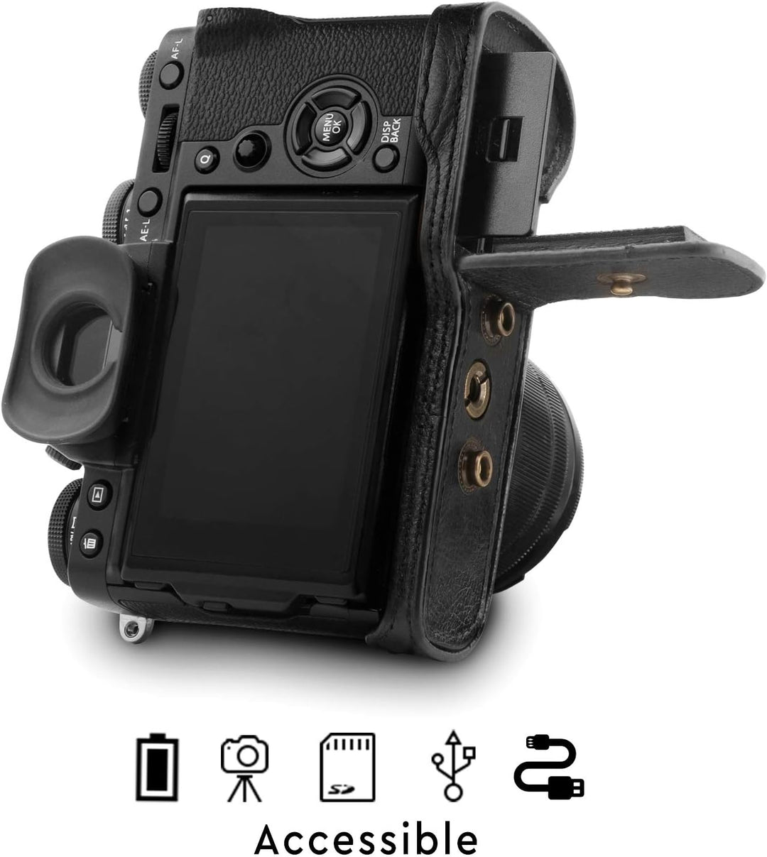 MegaGear MG1550 Fujifilm X-T3 (XF23mm - XF56mm & 18-55mm Lens) Ever Ready Echtleder Kamera-Case mit