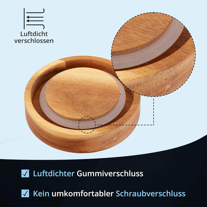 KHG Zucker Aufbewahrung, Zuckerdose Keramik Steingut poliert Anthrazit Grau Holz-Deckel Bambus, Zuck
