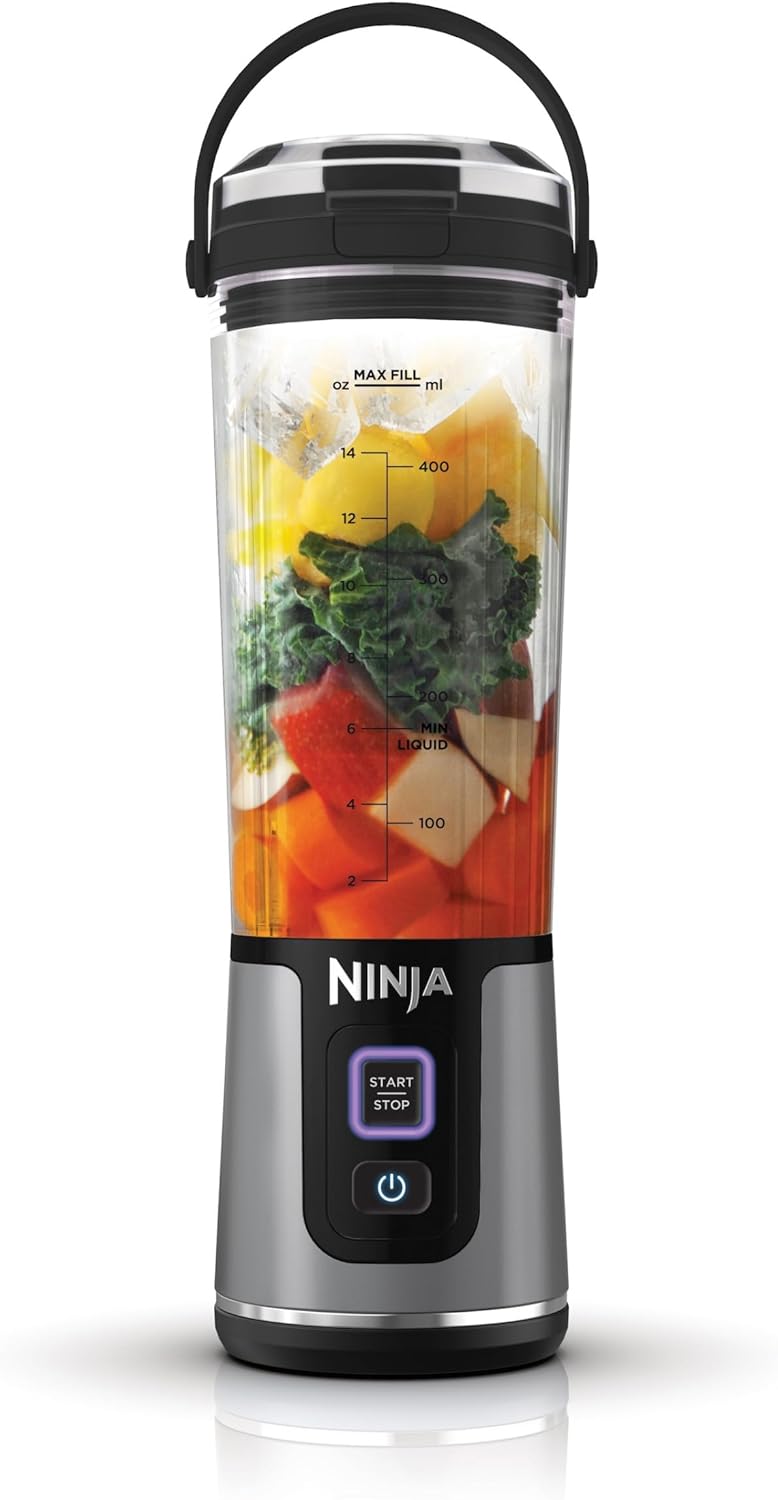 Ninja Blast Kabelloser Mixer, tragbar, USB-C wiederaufladbar, 530 ml, mit auslaufsicherem Trinkdecke