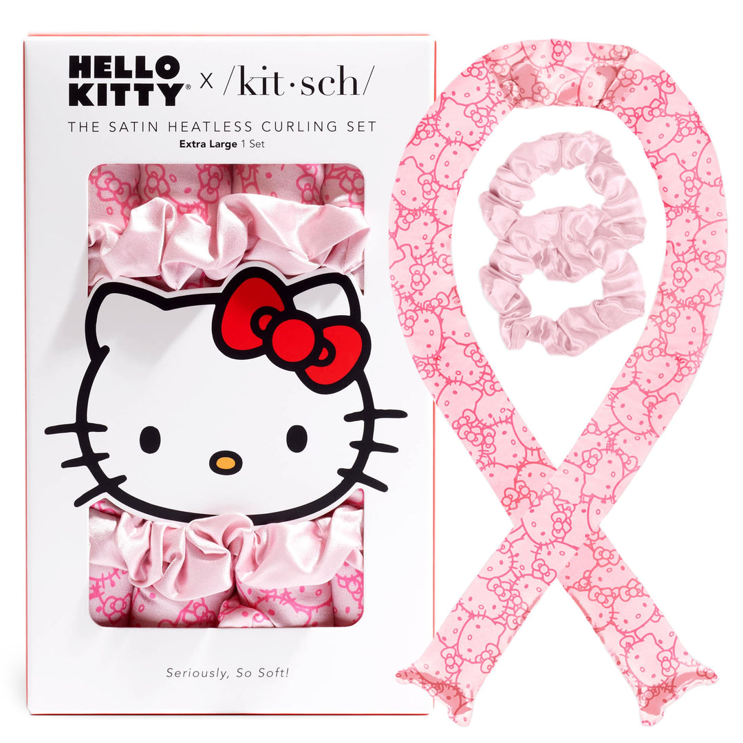 Hello Kitty x Kitsch Jumbo-Lockenset für die Nacht, hitzefreier Lockenwickler, Lockenstab für weiche