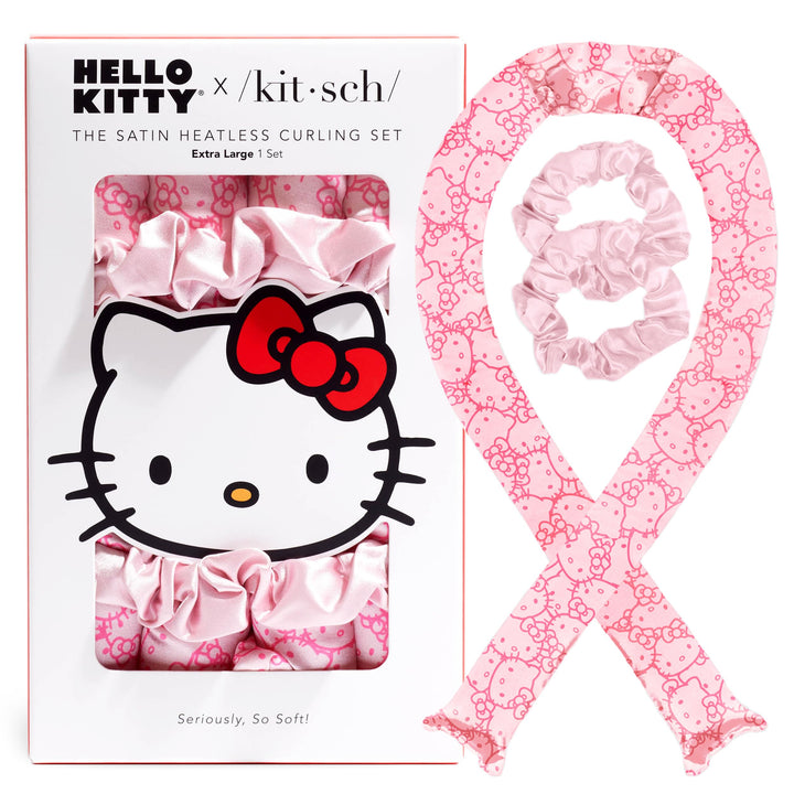 Hello Kitty x Kitsch Jumbo-Lockenset für die Nacht, hitzefreier Lockenwickler, Lockenstab für weiche