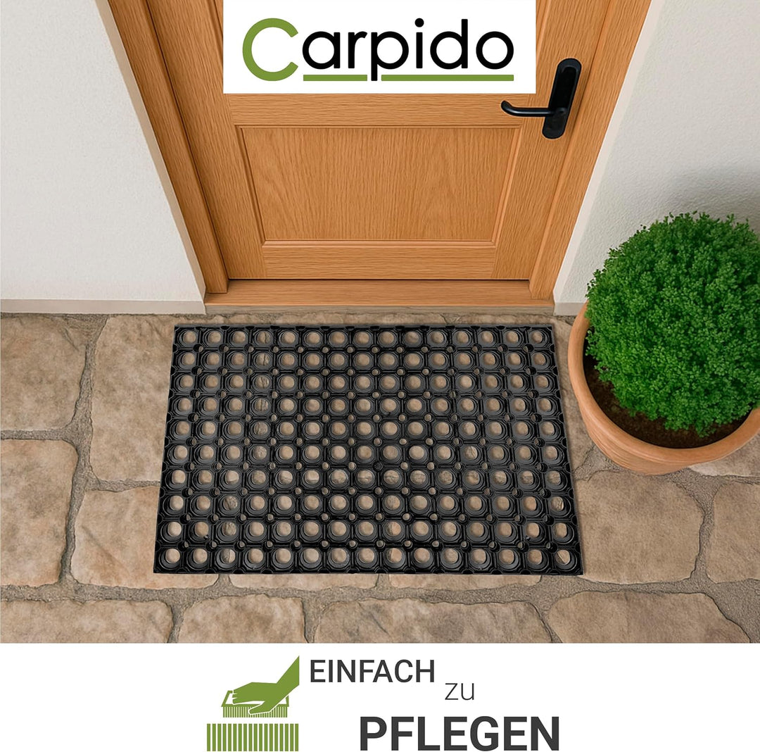 Carpido Fussmatte schwarz Gummimatte - rutschfeste Türmatte 80x120 cm 2er Set - strapazierfähiger Fu