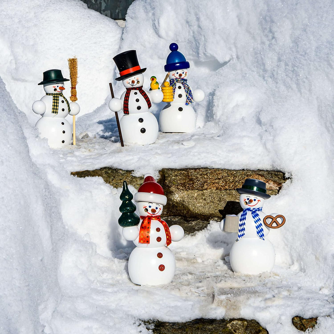 Seiffener Volkskunst | Räuchermännchen | Räucherfigur 16 cm | Schneemann | Original Erzgebirge | 122