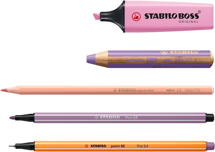 Stifte-Set - STABILO ARTY Creative Set Pastel - 50er Pack - Textmarker, Multitalentstifte, Aquarell-