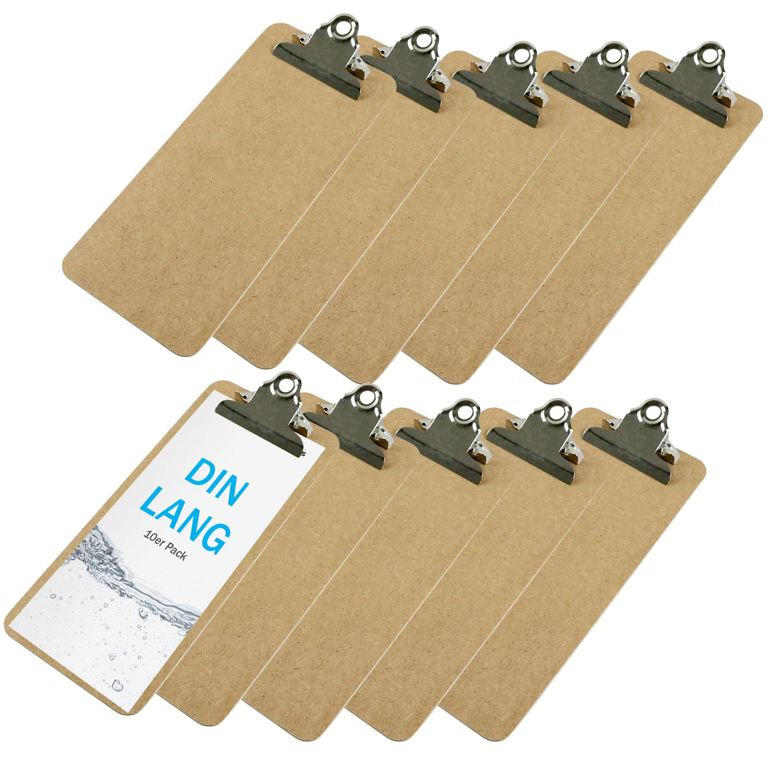 SPRINTIS Klemmbrett aus Holz im 10er Set, Classic - mit grosser Retroklammer (DINLANG), DINLANG