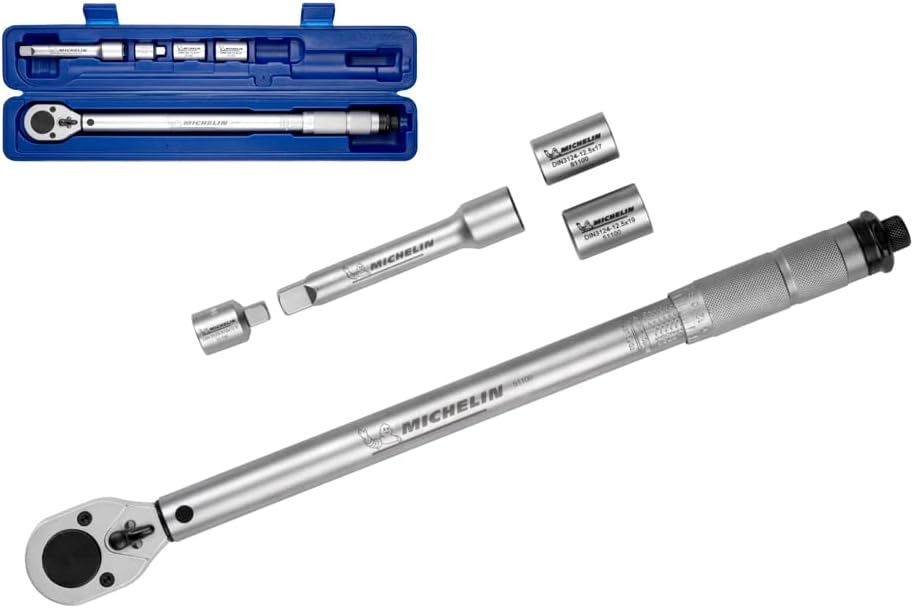 MICHELIN Drehmomentschlüssel MTW 210 Auto | Drehmoment 42 bis 210 Nm | Inkl. Stecknüssen, Adapter un