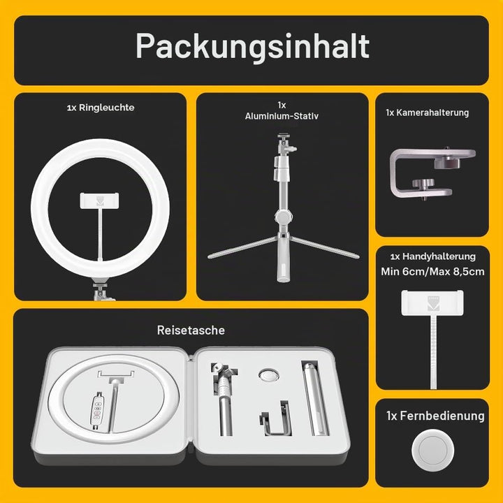 Kodak LED Ringlicht mit Stativ für Smartphones &amp; kleine DSLR- und Actioncams (25cm Durchmesser; Vers