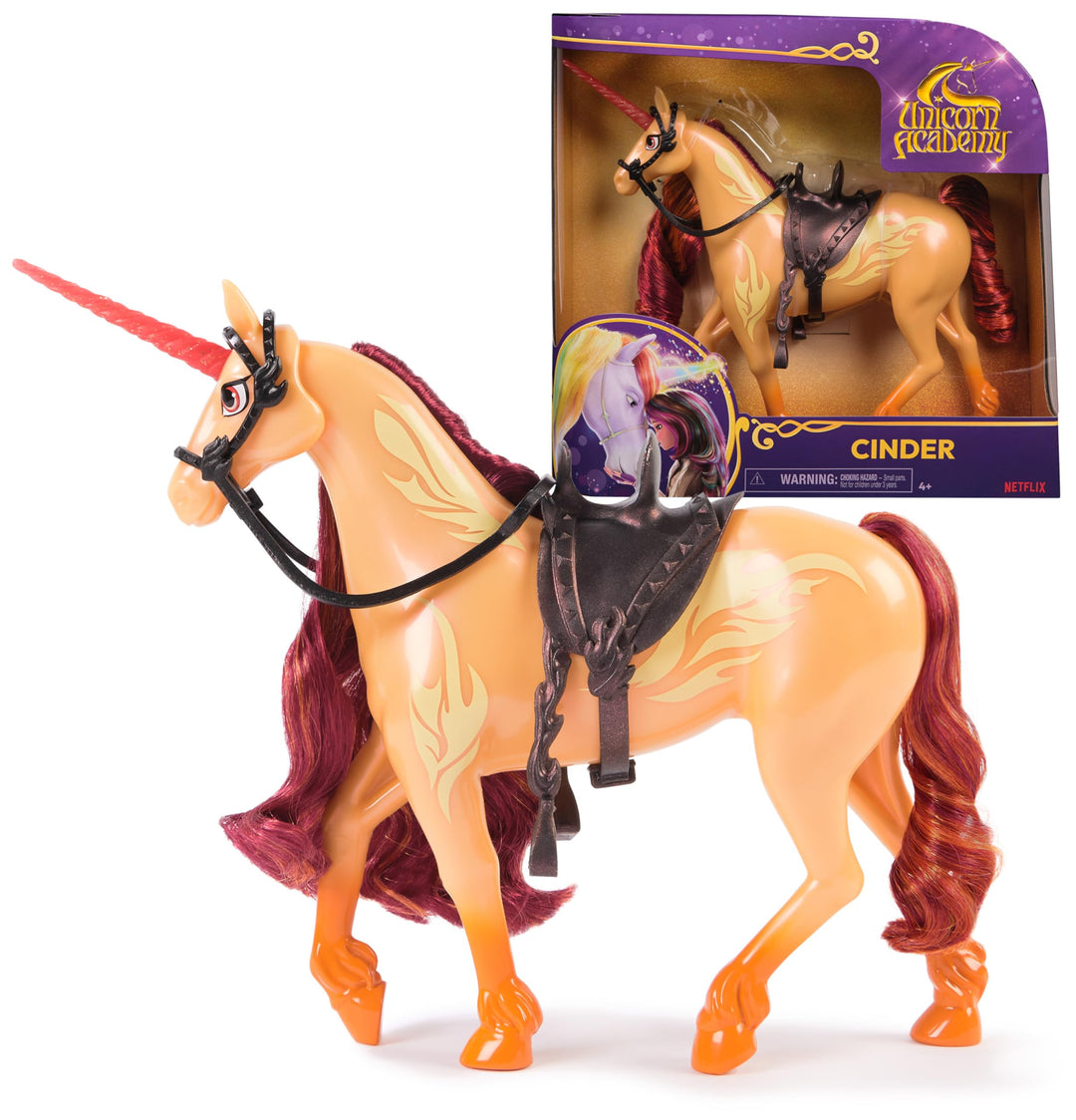 Unicorn Academy 6072053, Cinder Head Movement, 2 Riding Accessories, 11”, Compatible with Valentina