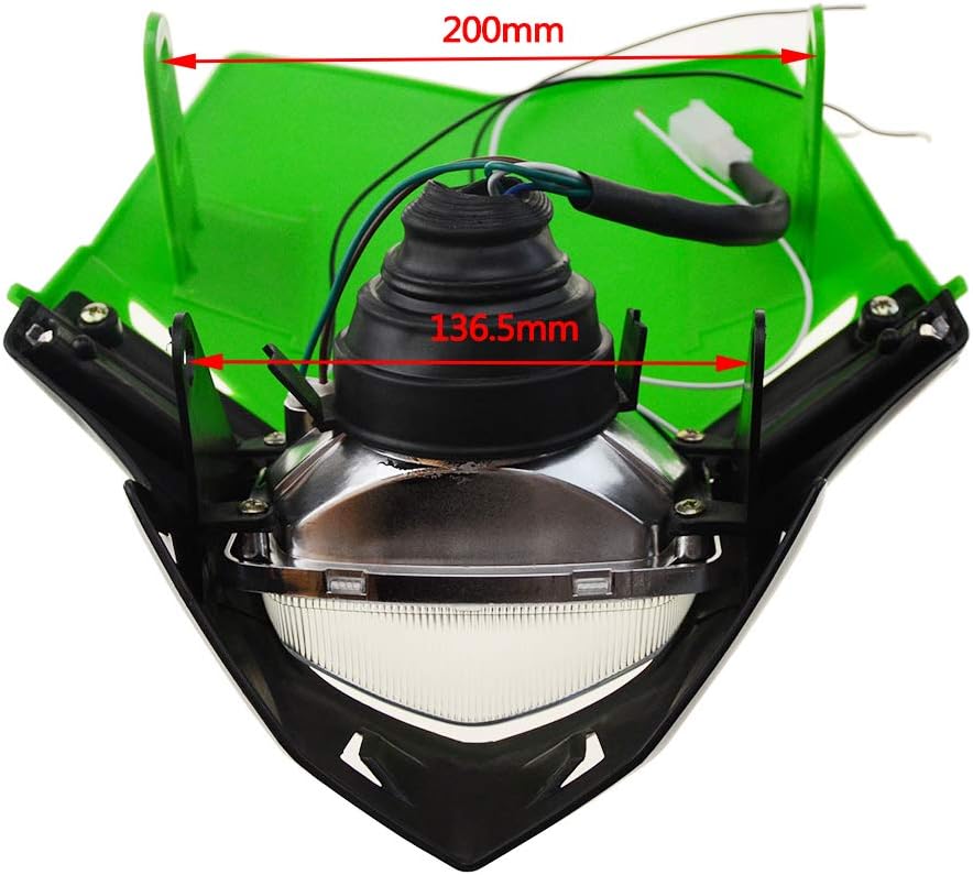 GOOFIT Grün H4 12V 35W Scheinwerfer Mini Blinkerleuchten Lichtmaske mit Front Verkleidung Ersatz für