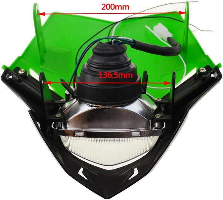 GOOFIT Grün H4 12V 35W Scheinwerfer Mini Blinkerleuchten Lichtmaske mit Front Verkleidung Ersatz für