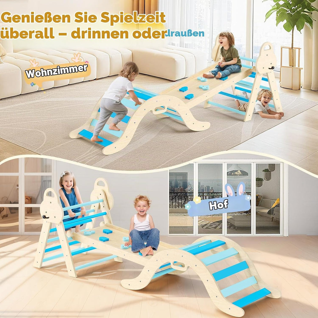 Klettergerüst für Kleinkinder, Kletterleiter aus Holz für Kinder mit gemütlichem Kissen, Indoor-Mont