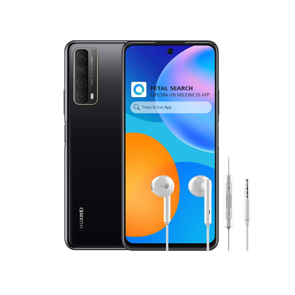 HUAWEI P Smart 2021 + AM 115 Kopfhörer, Supercharge 22,5 W, 5000 mAh Akku, Vier Kameras mit AI und H