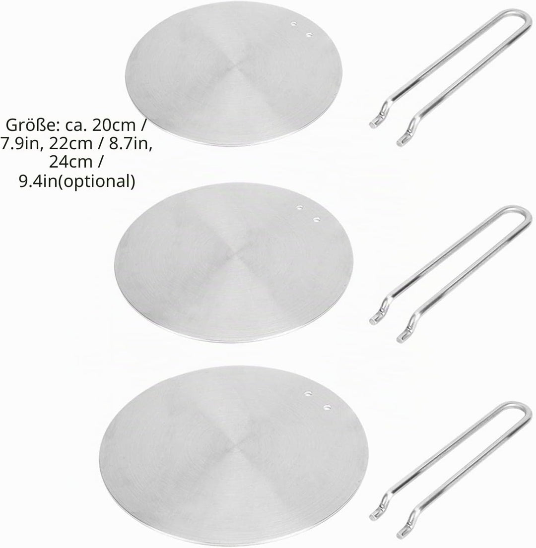 24cm Edelstahl Induktion Adapterplatte mit Abnehmbar Griff, Hitze Diffusor Induktions Platte Zwische