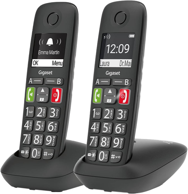 Gigaset E290 Duo - 2 Schnurlose Senioren-Telefone ohne Anrufbeantworter - grossen Tasten, grosses Di