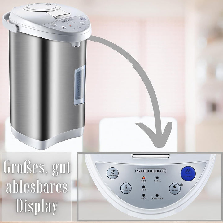 Thermopot 5 Liter | Perfekt für Glühwein geeignet | Edelstahl Heisswasserspender | Glühweinkocher |