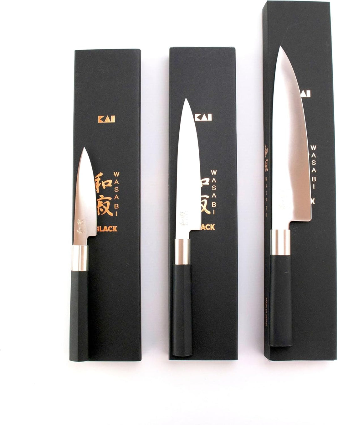 Kombatibel Kai Wasabi Black Messerset 3 ultrascharfe Officemesser/Allzweckmesser/Kochmesser + Schnei
