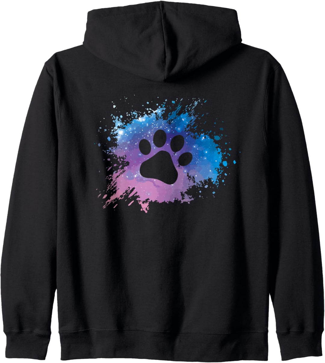Backprint Pfotenabdruck Sternennebel für Hundebesitzer Kapuzenjacke