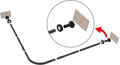 Duschvorhangstange Schwarz L Form, Badezimmer Badewanne Ecke Duschstange, 75-95x75-95cm, Verstellbar
