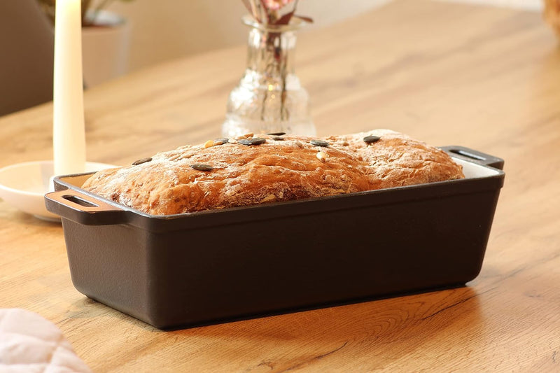 Echtwerk Brotback/Auflaufform aus Gusseisen, Bräter ohne Deckel, Kastenform, Traditioneller Brotkast