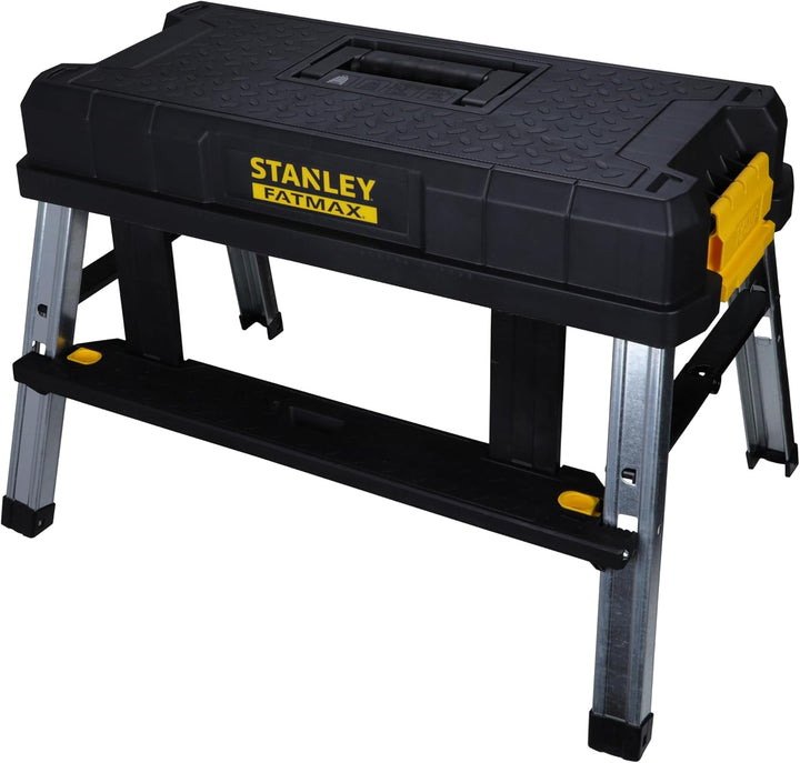STANLEY Tools FatMax Werkzeugtrage mit Tritt (innovatives 3-in-1 Design: Aufbewahrung, Tritt und erh