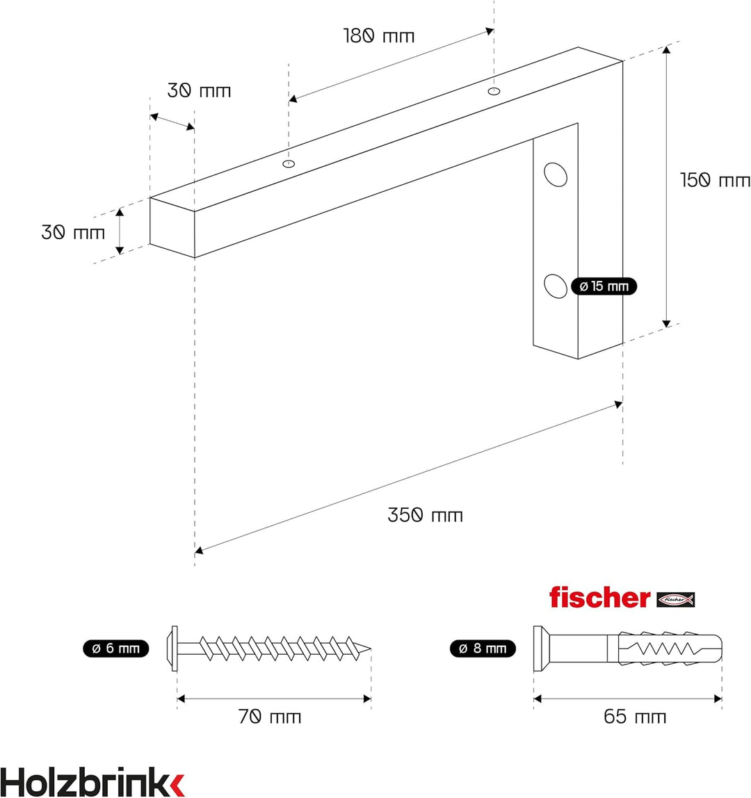 HOLZBRINK 2X Wandkonsole Weiss für Waschtisch, Design und stabil Waschtischhalterung oder Winkel für