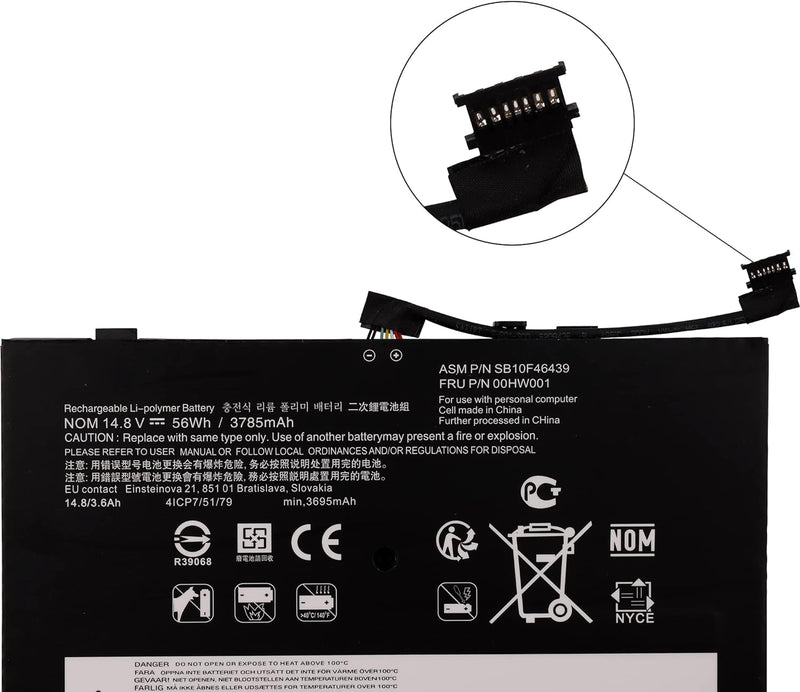 Swark Laptop Akku 00HW001 SB10F46439 Replacement Komplett with ThinkPad S3 Yoga 14 SB10F46439 4ICP7