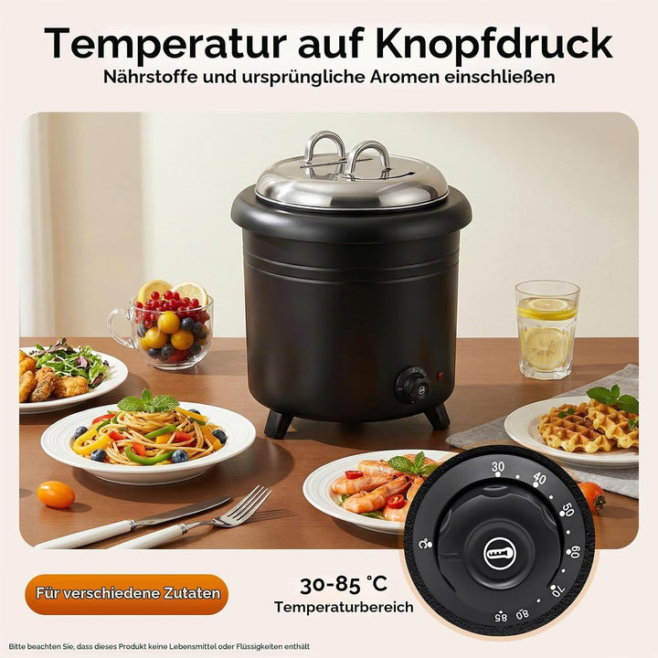 13 Liter Suppenkessel Elektrisch | 400W Grosses Speisenwärmer | Elektrischer Suppentopf mit Herausne