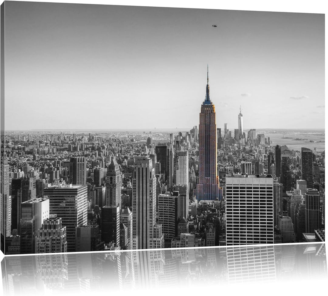 traumhafte Empire State Building schwarz/weiss Format: 100x70 auf Leinwand, XXL riesige Bilder ferti