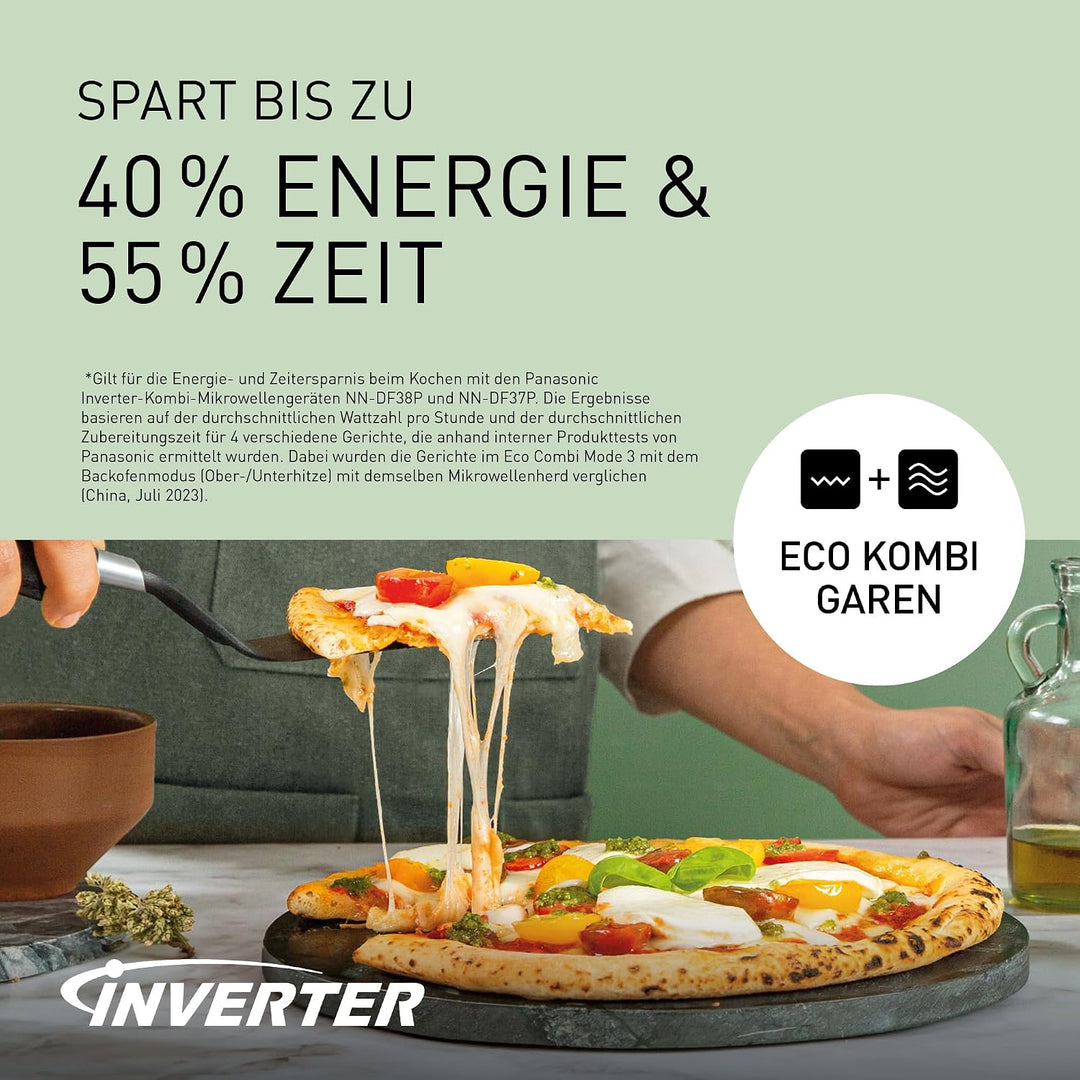 Panasonic NN-DF37PWEPG Kombi-Mikrowelle &amp; Grill, 1000 W, 23 l, Inverter-Tech, Eco Kombi Modus, Flach