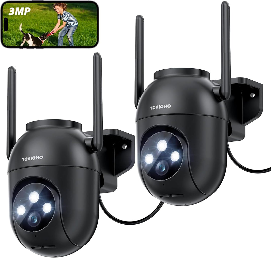 2Stück Überwachungskamera Aussen - Kamera Überwachung Aussen Wlan IP Kamera Outdoor Kabel Aussenkame
