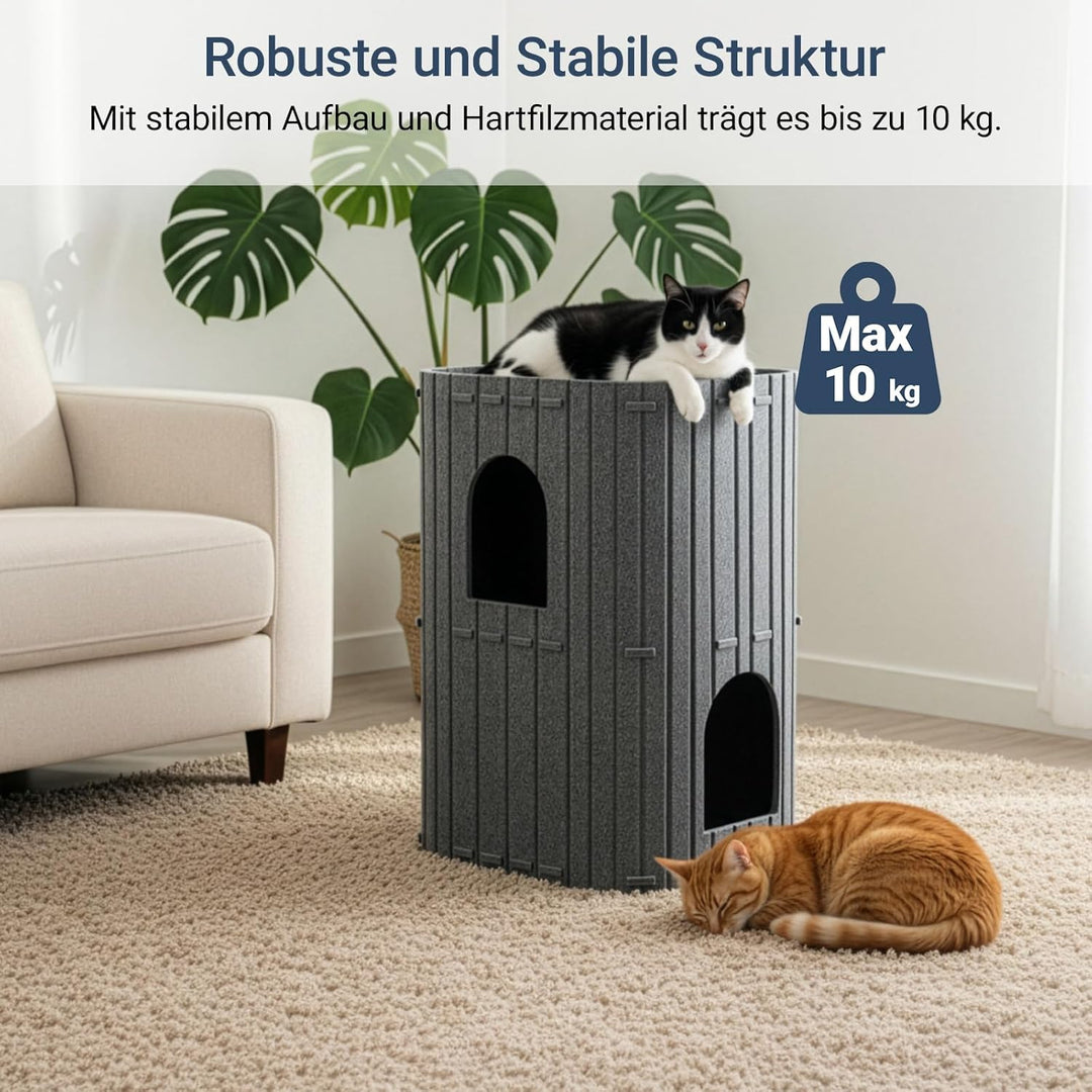 Filz Katzenhöhle Katzenbett Höhle Doppelbett Katzenhaus Stabiler Katzenbett Winter und Sommer (Dunke