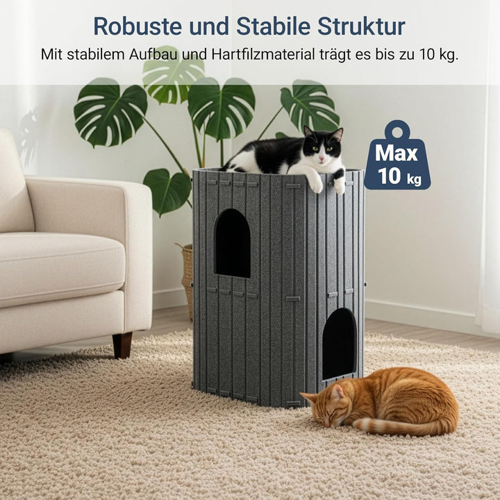 Filz Katzenhöhle Katzenbett Höhle Doppelbett Katzenhaus Stabiler Katzenbett Winter und Sommer (Dunke