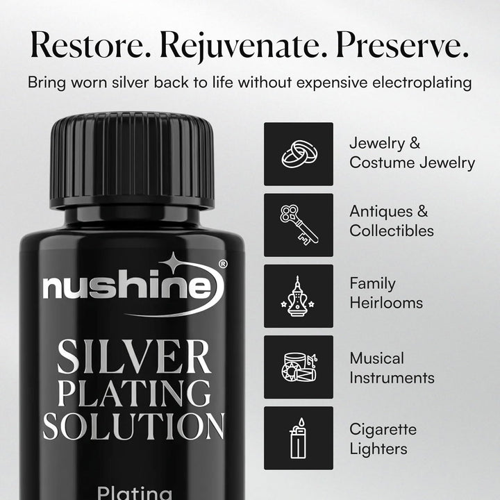 Nushine Silberpflege-Lösung, 150 ml, nachhaltige Wirkung für abgenutztes Silber, Messing, Kupfer und