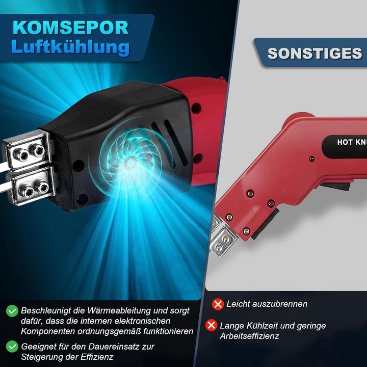 Komsepor 200W Styroporschneider Elektrische Heissmesser Schaumschneider mit 4 Nichrom Klingen 0-600℃