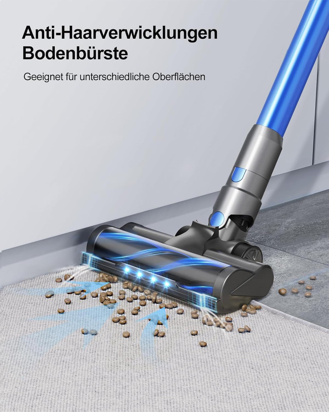 BuTure VAC Akku Staubsauger 600 W 50KPA Saugleistung, bis zu 60 Minuten Laufzeit, mit LED-Touchdispl