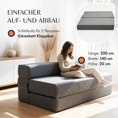 DYNMC you Schlafsofa für 2-140x200x20 cm Gästebett Klappbar - Test SEHR GUT - Klappmatratze Mittel H